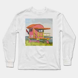 Cute Lifeguard tower in South Beach Miami Florida Long Sleeve T-Shirt